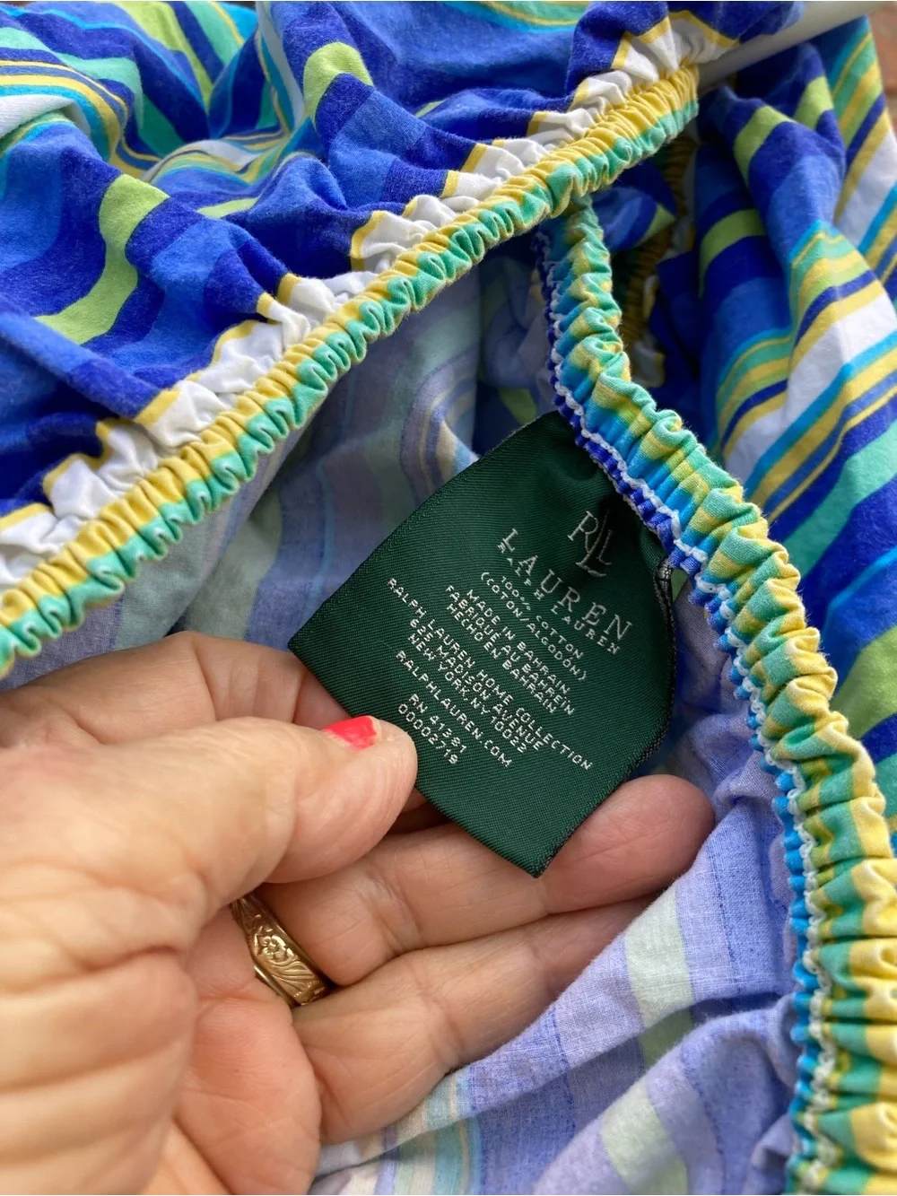 Ralph Lauren Blue Green Yellow Striped Elastic Waist Skirt